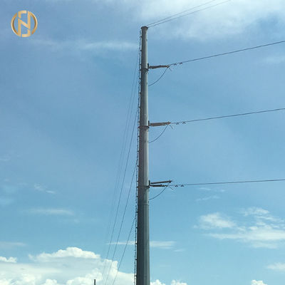 138KV HDG 35M القطب المرافق الكهربائية مع اللوح الأساس و M48 مرساة الترباس 60-90 درجة