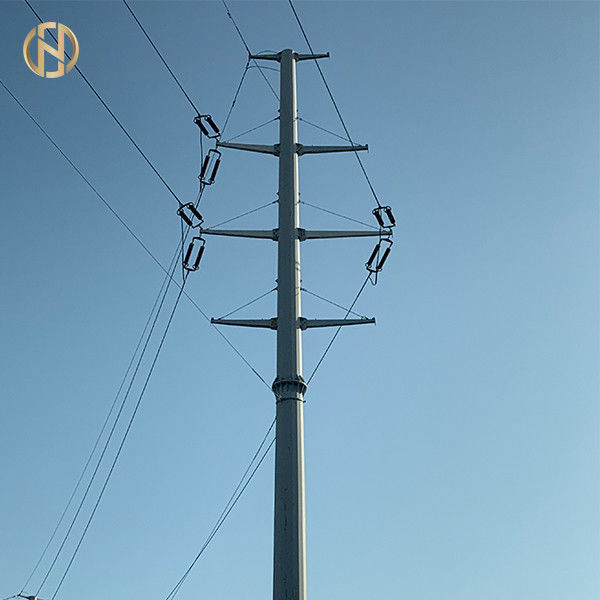 138KV HDG 33M القطب المرافق الكهربائية مع اللوح الأساس و M42 مرساة الترباس 100FT 105FT 0-5 درجة