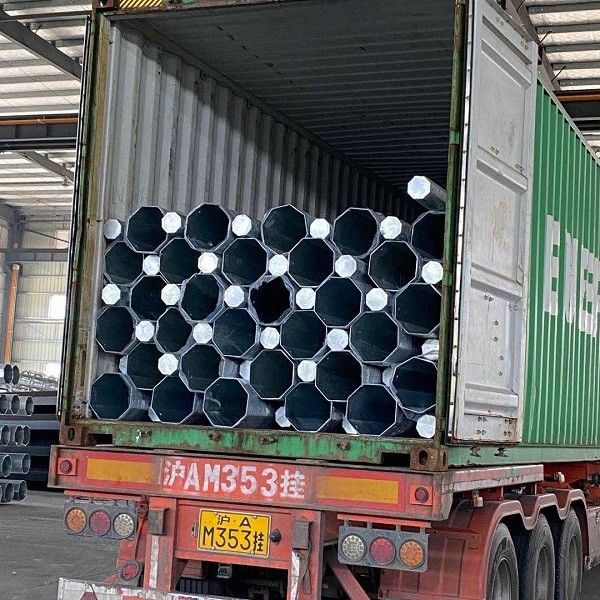 33KV 12m الصلب المنفعة القطب تراجع الساخنة القطب الصلب المجلفن مقاومة الرياح